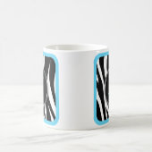 Chic Zebra Print Aqua Blue Monogram mok (Center)