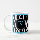 Chic Zebra Print Aqua Blue Monogram mok (Links)
