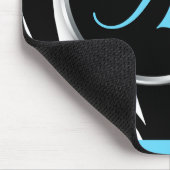 Chic Zebra Print Aqua Blue Monogram mousepad Muismat (Hoek)