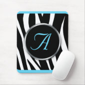 Chic Zebra Print Aqua Blue Monogram mousepad Muismat (Met muis)