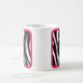 Chic Zebra Print Berry roze Monogram mok (Center)