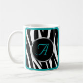 Chic Zebra Print Blauwgroen Monogram mok (Links)