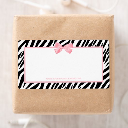 Chic Zebra Print Boutique Light True roze lint Etiket (Insitu)