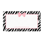 Chic Zebra Print Boutique Light True roze lint Etiket (Voorkant)