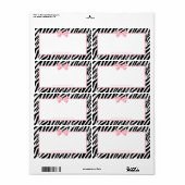 Chic Zebra Print Boutique Light True roze lint Etiket (Full Sheet)