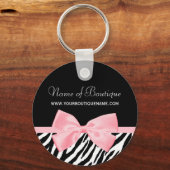 Chic Zebra Print Boutique Light True roze lint Sleutelhanger (Voorkant)