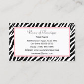 Chic Zebra Print Boutique Light True roze lint Visitekaartje (Achterkant)