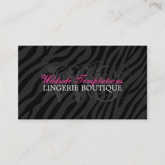 Chic Zebra Print Business Card-sjabloon Visitekaartje (Voorkant)