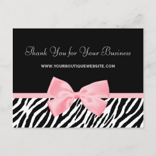 Chic Zebra Print Dank u Licht True Pink Ribbon Briefkaart