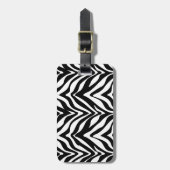 Chic Zebra Print en Pink Lace Monogram Naam Bagagelabel (Voorkant verticaal)