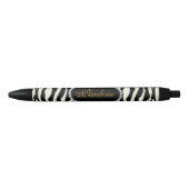 Chic Zebra Print Faux Diamond Monogram Zwarte Inkt Pen (Voorkant)
