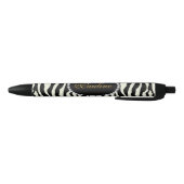 Chic Zebra Print Faux Diamond Monogram Zwarte Inkt Pen (Bodem)