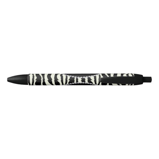 Chic Zebra Print Faux Diamond Monogram Zwarte Inkt Pen (Achterkant)