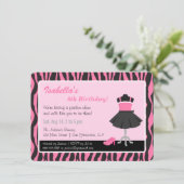 Chic Zebra Print Mode Girls Birthday Party Kaart (Staand voorkant)