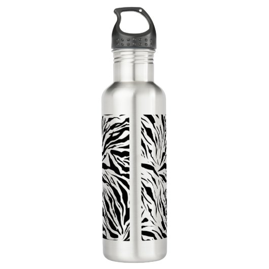 Chic Zebra Print Monogram Waterfles (Achterkant)