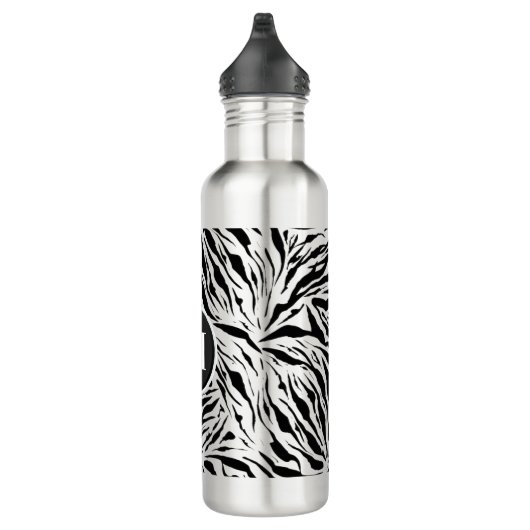Chic Zebra Print Monogram Waterfles (Rechts)