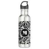 Chic Zebra Print Monogram Waterfles (Voorkant)