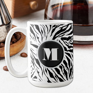 Chic Zebra Print Monogramed Koffiemok