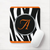Chic Zebra Print Oranje monogram mousepad Muismat (Met muis)