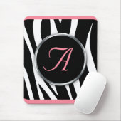Chic Zebra Print Pink Monogram mousepad Muismat (Met muis)
