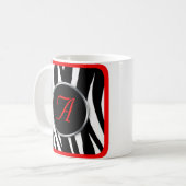 Chic Zebra Print Red Monogram mok (Voorkant links)