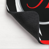 Chic Zebra Print Red Monogram mousepad Muismat (Hoek)