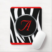Chic Zebra Print Red Monogram mousepad Muismat (Met muis)