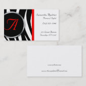 Chic Zebra Print Red Monogram Visitekaartjes (Voorkant / Achterkant)