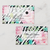 Chic Zebra Print roze Floral Loyalty Rewards (Voorkant / Achterkant)