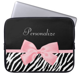 Chic Zebra Print Soft Girly Light Roze lint Laptop Sleeve