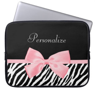 Chic Zebra Print Soft Girly Light Roze lint Laptop Sleeve