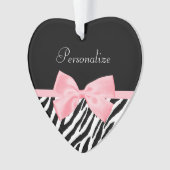 Chic Zebra Print Soft Girly Light Roze lint Ornament (voorkant)