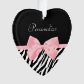 Chic Zebra Print Soft Girly Light Roze lint Ornament (voorkant)