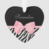 Chic Zebra Print Soft Girly Light Roze lint Ornament (achterkant)