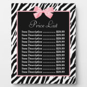 Chic Zebra Print True roze lintprijslijst Fotoplaat (Voorkant)