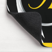 Chic Zebra Print Yellow Monogram mousepad Muismat (Hoek)