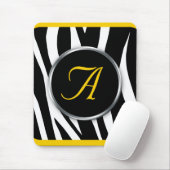 Chic Zebra Print Yellow Monogram mousepad Muismat (Met muis)