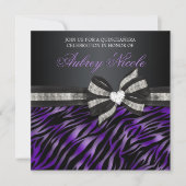 Chic Zebra Quinceañera nodigt uit met juwelen Kaart (Voorkant)