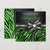 Chic Zebra Quinceañera nodigt uit met juwelen Kaart (Voorkant / Achterkant)