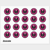 Chic Zebra Roze Kant Cupcake Bakkerij Box Seals Ronde Sticker (Vel)