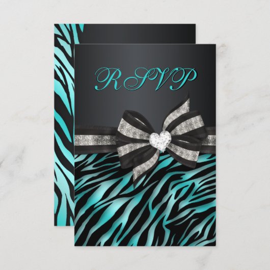 Chic Zebra RSVP met juwelen (Voorkant / Achterkant)