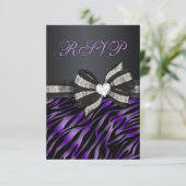 Chic Zebra RSVP met juwelen Kaartje (Staand voorkant)