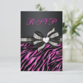 Chic Zebra RSVP met juwelen Kaartje (Staand voorkant)