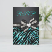 Chic Zebra RSVP met juwelen Kaartje (Staand voorkant)