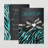 Chic Zebra RSVP met juwelen Kaartje (Voorkant / Achterkant)