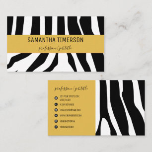 Chic Zebra Stripes & Gold Modern Professional Visitekaartje