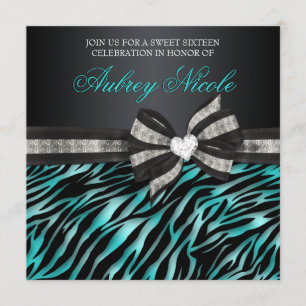 Chic Zebra Sweet Sixteen nodigt uit met juwelen. Kaart