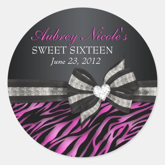 Chic Zebra Sweet Sixteen Sticker (Voorkant)