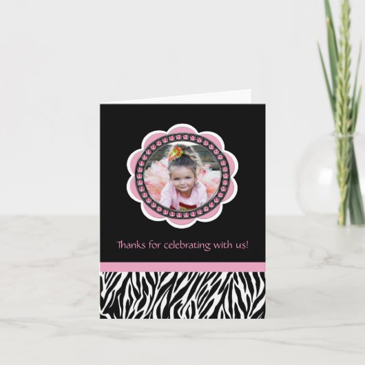 Chic Zebra Verjaardag Dank u kaarten (Voorkant)