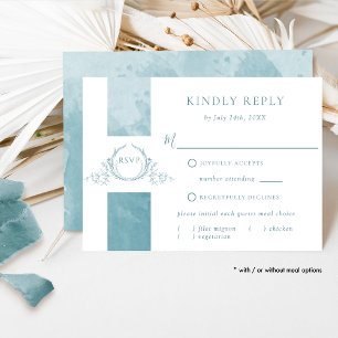 Chic Zee Glass Waterverf Wedding Monogram RSVP Kaartje